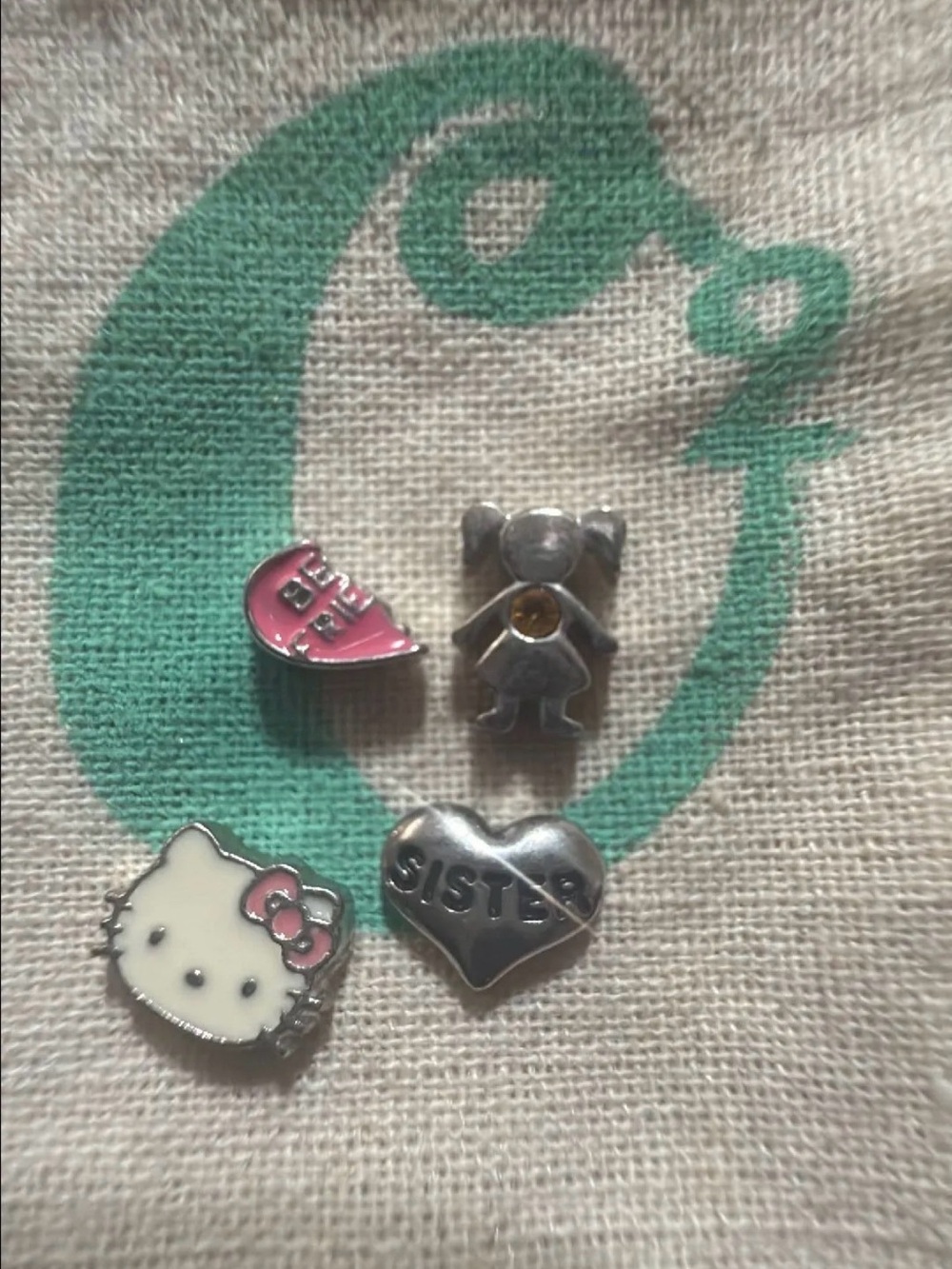 Origami Owl Pink & Silver Charm Set for lockets